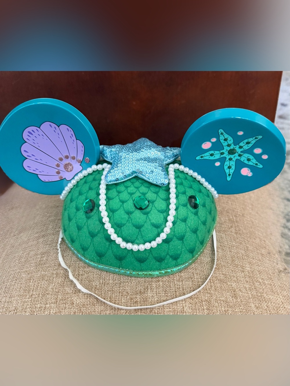 Disney Parks Ariel Little Mermaid Mickey Ear Hat Pearls Starfish Seashell